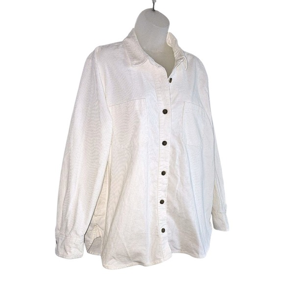 J.Crew White Corduroy Button Down Shirt Jacket Shacket Cotton Pockets Size XXL - Picture 4 of 13